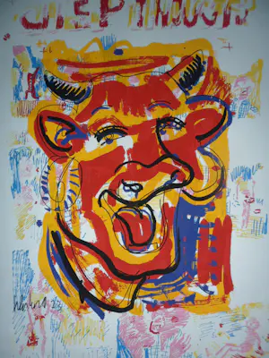 Peter Klashorst - Zeefdruk, Koe kopen? Bied vanaf 35!