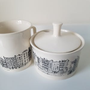 Villeroy & Boch - Melk- en suikerpotje Amsterdamse grachten, 60s spaaractie van Nutroma kopen? Bied vanaf 15!