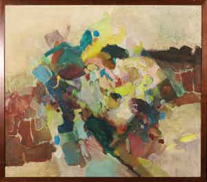 Gerrit Offringa - Acryl op doek, Abstracte compositie - Ingelijst verkocht voor € 1!