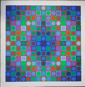 Victor Vasarely - Geometrisch abstracte compositie, zeefdruk (ingelijst) kopen? Bied vanaf 350!