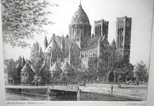 Antoon Hemert - St. Bavo kathedraal Haarlem - ets kopen? Bied vanaf 30!