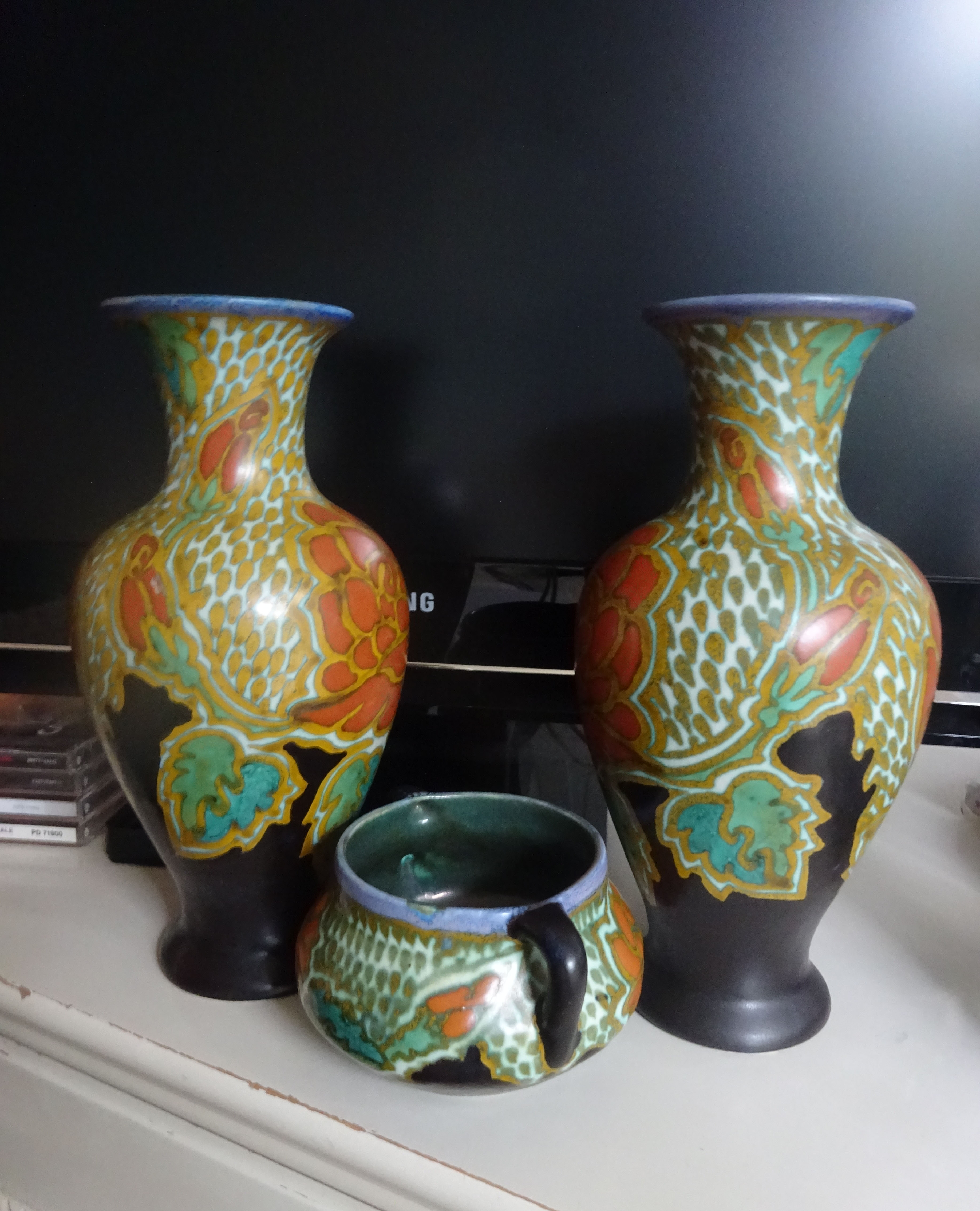 Plateelbakkerij Zuid-Holland - Plazuid- Zuid Holland Gouda Spiegelend plateel kaststel+kom kopen? Bied vanaf 75!