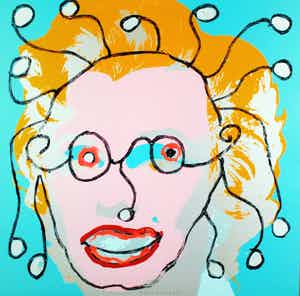 Paul Indrek Kostabi - Kleurengiclee HAPPY GIRL Handgesigneerd. verkocht voor € 65!