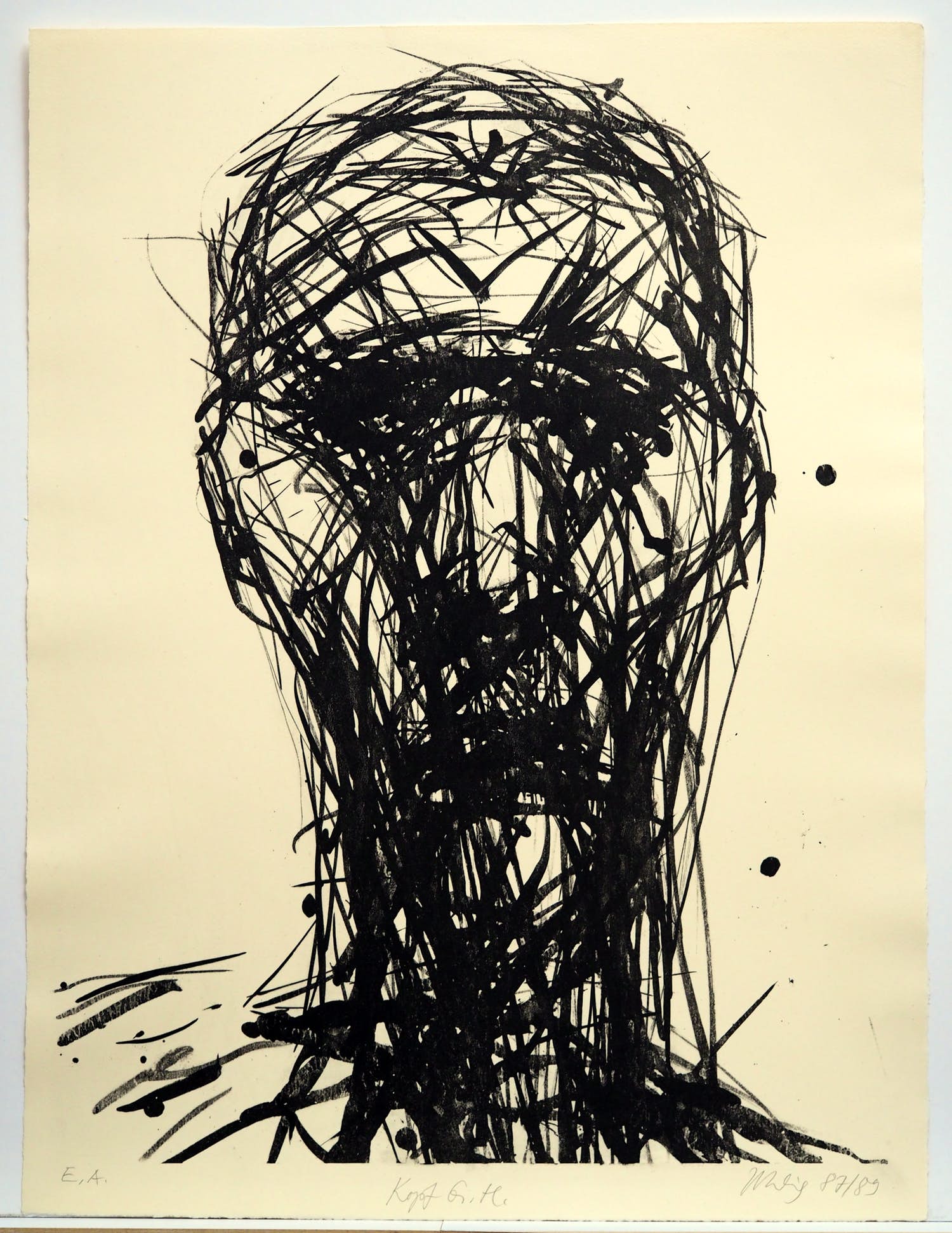 Max Uhlig - Lithographie "Kopf G.H." handsigniert verkocht voor € 280!