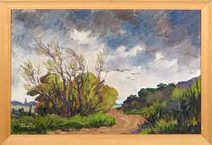 Jan Dekker - Olieverf op Hardboard, Noodweer, Ingelijst verkocht voor € 1!