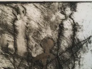 Anton Heyboer - Ets - geen lijst, wel op harde achtergrond kopen? Bied vanaf 75!