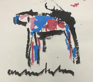 Anton Heyboer - Oost-indische inkt en acryl op dik papier, Koe kopen? Bied vanaf 200!