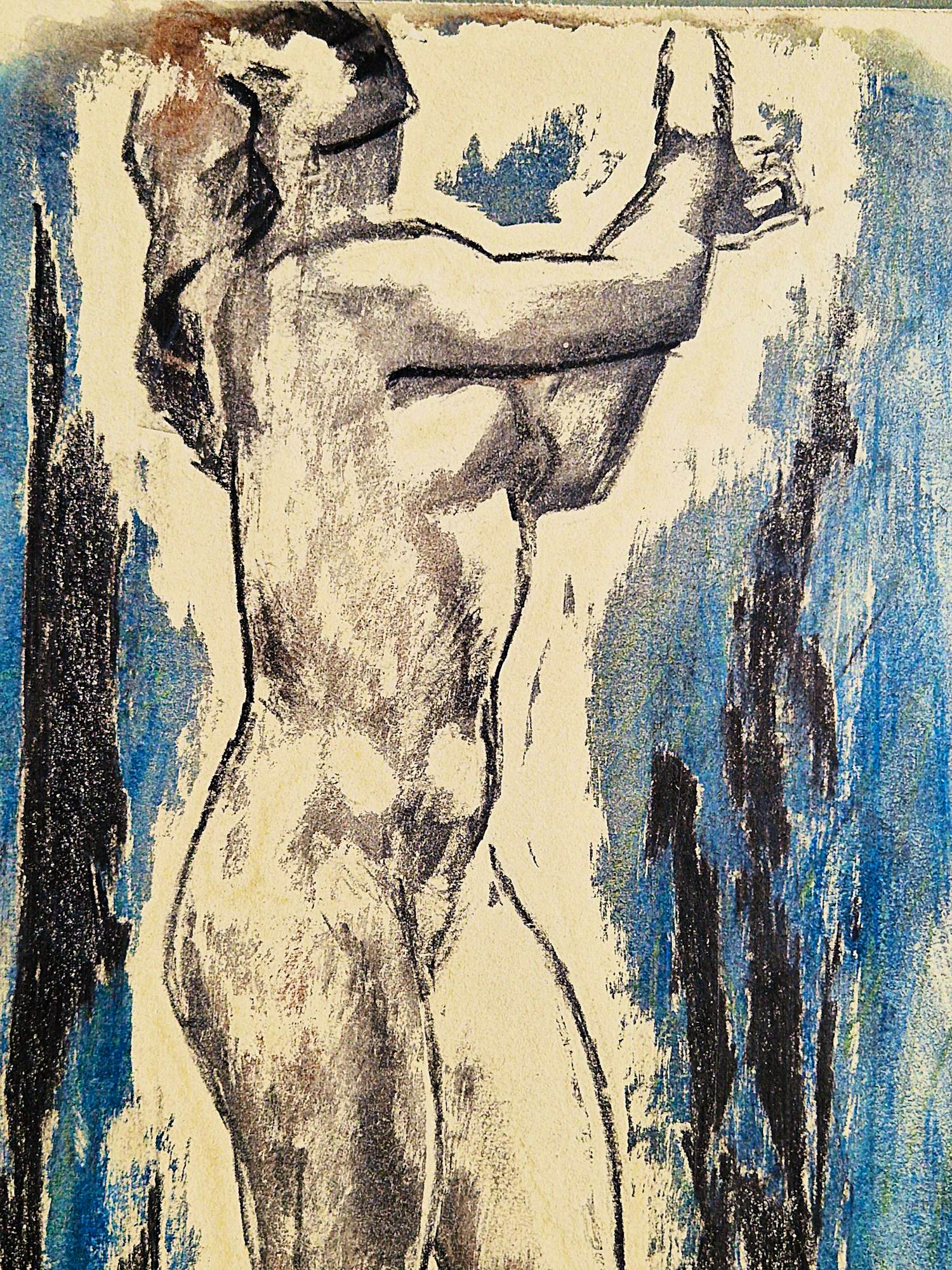 Pieter den Besten - "Tuschinski" 1954 - gemengde techniek (aquarel,pastel) "staand naakt" kopen? Bied vanaf 39!