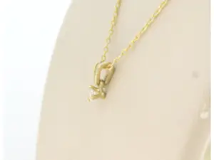 14k gouden collier met solitair hanger met bolsjewiek  geslepen diamant - 45cm kopen? Bied vanaf 170!