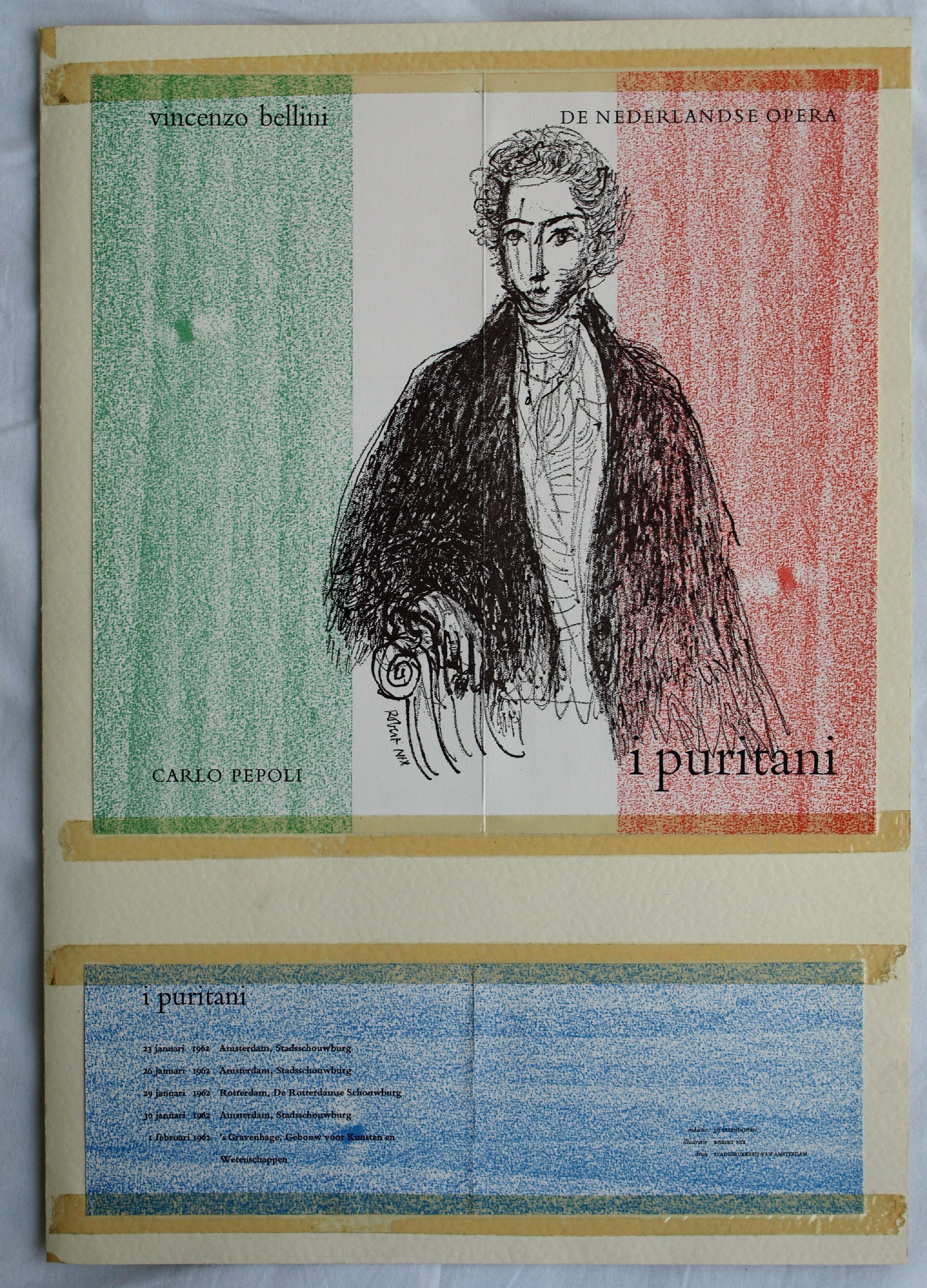 Robert Nix - Tekening + 11 handtekeningen van o.a Opera-diva Anna Moffo – I Puritani, 1962  kopen? Bied vanaf 75!