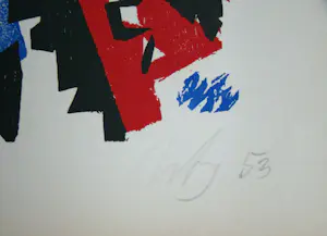 Ernst Wilhelm Nay - Abstracte compositie - 1953 - Houtsnede, gesigneerd en gedateerd kopen? Bied vanaf 250!