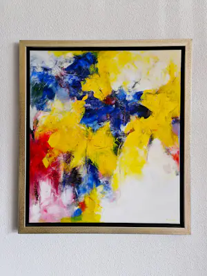Ria Erckens - Kleurrijke abstracte compositie, acrylverf op doek (zeer groot, mooi ingelijst) kaufen? Bieten Sie von 370!