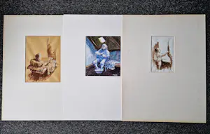 AcheterHans van Norden - Drie karikaturale aquarellen op papier "man alleen" gesigneerd? Enchérissez de 48!