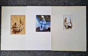Hans van Norden - Drie karikaturale aquarellen op papier "man alleen" gesigneerd vendu pour 48€ !