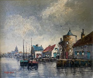 Conrad van Reken - (1878-1959) - Hollands kanaal zicht kopen? Bied vanaf 79!