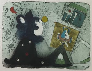 Michel van Overbeeke - Kleurenets met bladgoud, Dream III - Ingelijst kopen? Bied vanaf 40!