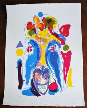 Anton Vrede - Ah-humm - zeefdruk met een tropische voorstelling kopen? Bied vanaf 25!