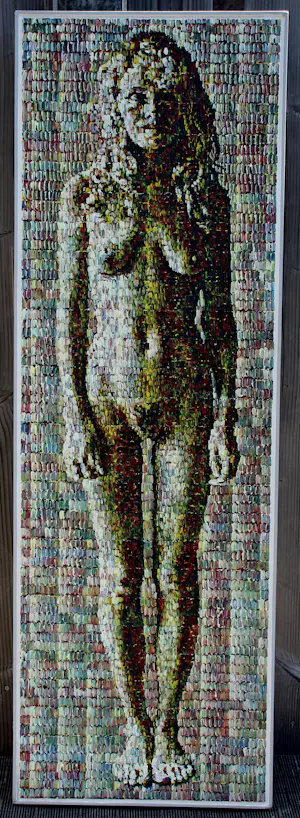 Rik Vermeersch - Ingelijste olieverf op paneel: 'Staande vrouw Sophie' - 1997 kopen? Bied vanaf 299!