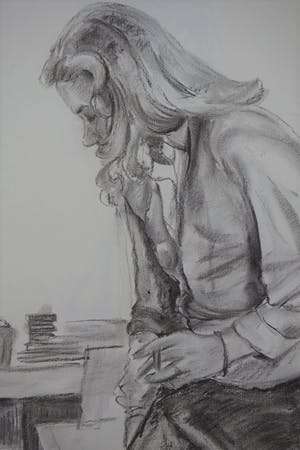 Ton Pape - Houtskool op papier - "Lida" kopen? Bied vanaf 20!