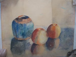 Paul Kromjong - B1671-22 - Stilleven met gemberpot en appels kopen? Bied vanaf 10!