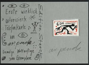 A.R. Penck - Gesigneerde zeefdruk met (ongeopende) telefoonkaart kopen? Bied vanaf 1!