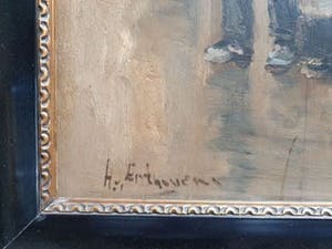 Niet of onleesbaar gesigneerd - Olieverf op paneel van Franse gardisten met moeder en dochter kopen? Bied vanaf 1!