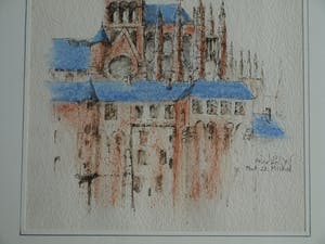 Niet of onleesbaar gesigneerd - Ingelijste tekening , Mont Saint-Michel – gesigneerd - 1996 kopen? Bied vanaf 1!