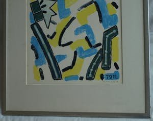 Reinier Lucassen - Ingelijste litho , “Blauw en geel” – 79 x 66 cm – 1979 kopen? Bied vanaf 1!