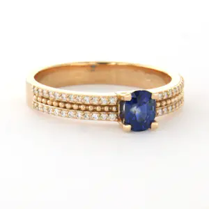 18k gouden ring met saffier en briljant geslepen diamant tot. 0.18ct kopen? Bied vanaf 660!