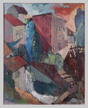 Tonny Ros - Olieverf op doek, Stadsgezicht - Ingelijst kopen? Bied vanaf 50!