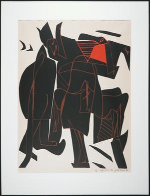 Jan van der Zee - Houtdruk, Compositie met figuren kopen? Bied vanaf 200!
