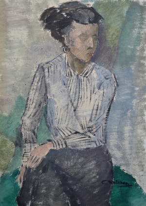 Han van Krieken - Gouache - Poserende dame kopen? Bied vanaf 1!