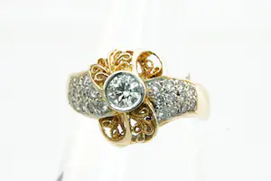 8 - Exclusieve 18Krt gouden bi-color ring met 23 steens ca 0.90ct briljant. kopen? Bied vanaf 580!