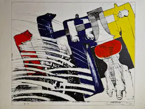 Hannes Postma - Grote kleuren Lithografie - Essay in Ballistics II- 1965 - handgesigneerd kopen? Bied vanaf 20!