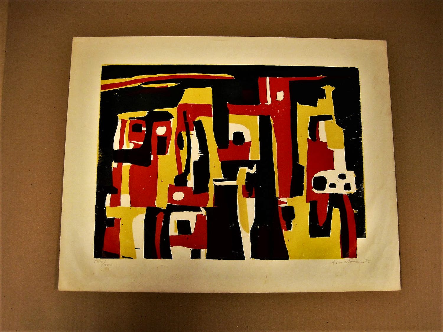 Gust Romijn - Liga nieuwe Beelden - 1956 - Hout/Linosnede - "Spaans dorp" potloodgesigneerd kopen? Bied vanaf 57!