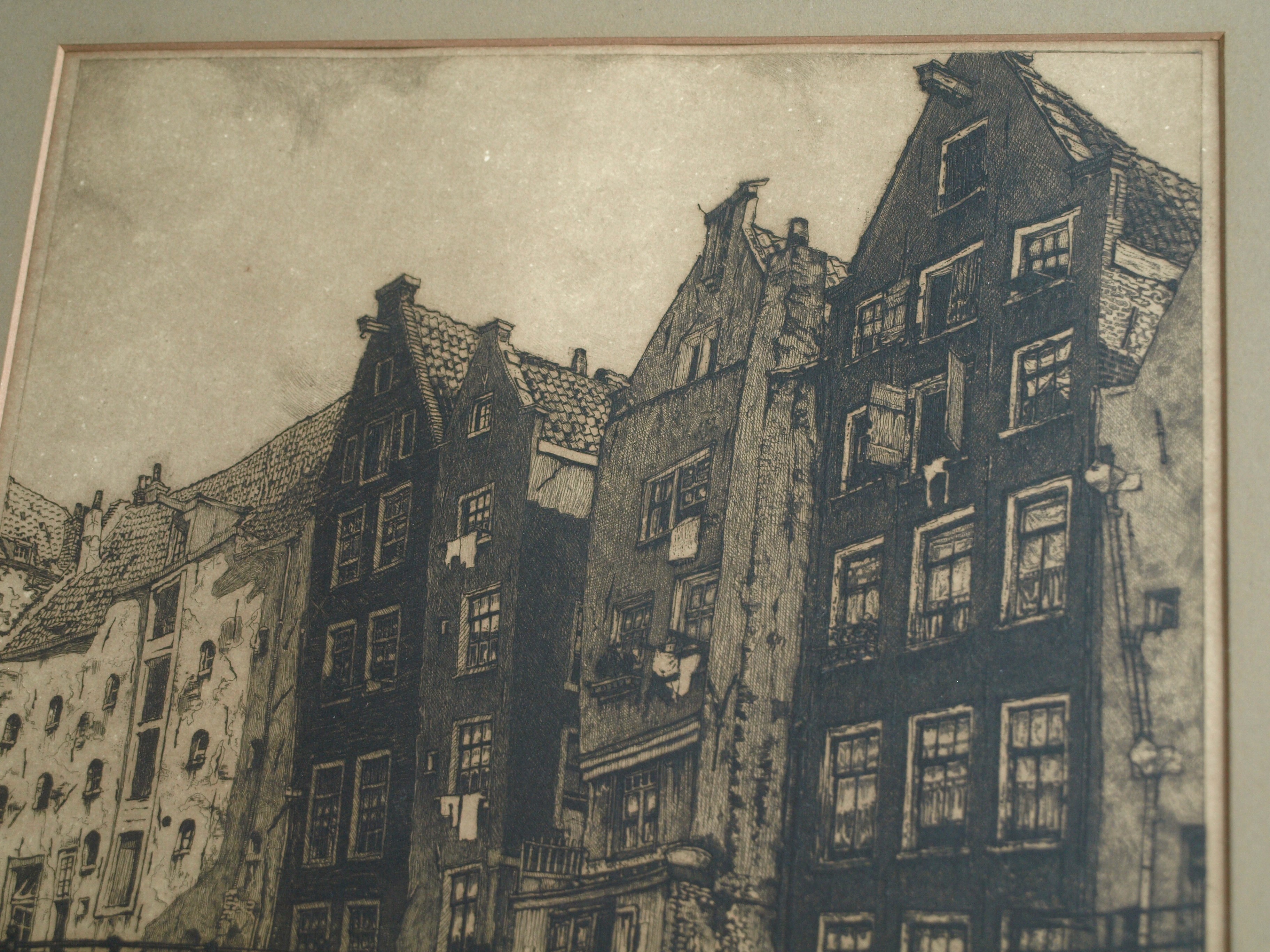 Cornelis Brandenburg - Ets, Oudezijds Achterburgwal, Amsterdam – gesigneerd en ingelijst - 1913 kopen? Bied vanaf 50!