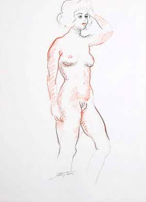 Jan Sluijters (jr.) - Tekening, Staand naakt verkocht voor € 70!