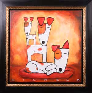 Franz Wilhelm - Acryl op doek, Three of a kind - Ingelijst verkocht voor € 100!