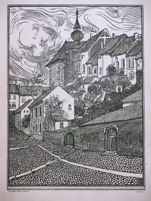 Jaap Veldheer - Straatje in ArtDeco-stijl - Houtsnede vendu pour 15€ !