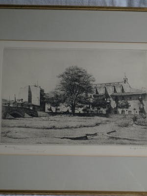 Jacques Gorus - Ingelijste ets , "Turia, Valencia" - ca. 1965 kopen? Bied vanaf 1!