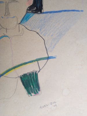 Ruven Levav - Krijttekening zonder titel - 1979 kopen? Bied vanaf 10!