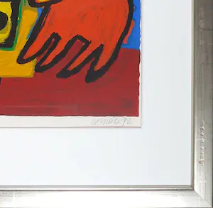 Corneille - Zeefdruk, Figuren met vogel en kat bij maanlicht - Ingelijst kopen? Bied vanaf 250!