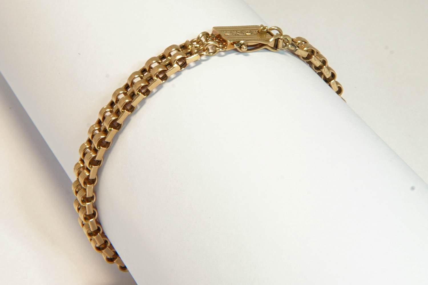 21 - Vintage fifties 14 krt rosé-gouden fantasie schakel armband - klein model verkocht voor € 750!