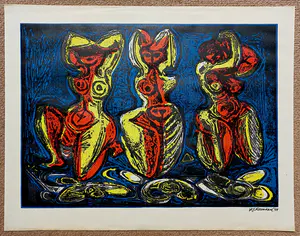 Willem Rozendaal - De drie gratiën, linosnede kopen? Bied vanaf 45!