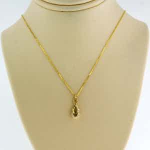 14k gouden collier met hanger bezet met briljant geslepen diamant tot 0.05ct verkocht voor € 1!