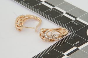 1267- Chique set 14 krt rosé-goud & diamanten (ca.0.80ct) oorclips - gekeurd kopen? Bied vanaf 270!