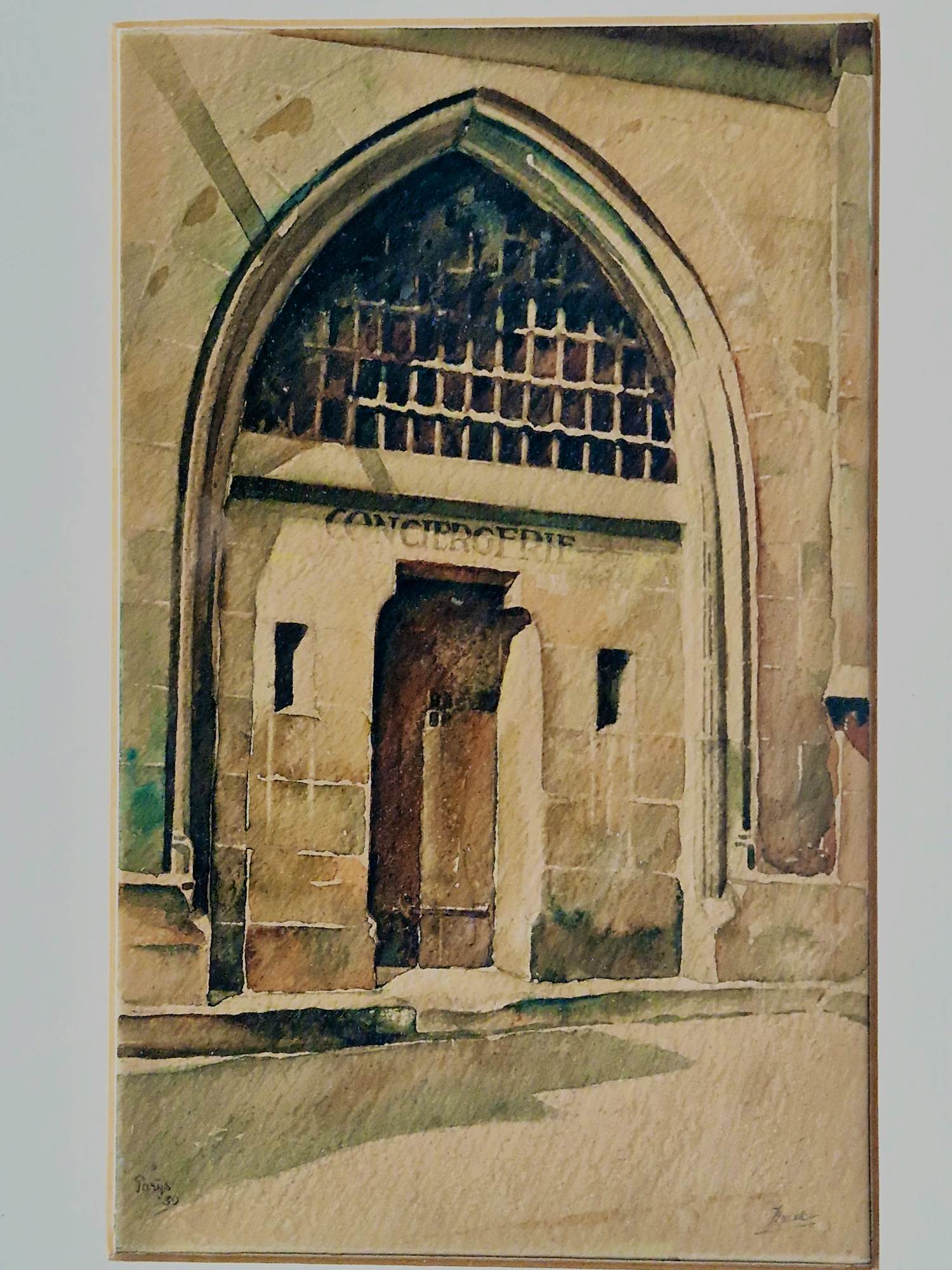 Niet of onleesbaar gesigneerd - In 1939 gemaakt aquarel "Paris - Île de la Cité Conciergerie - gesigneerd kopen? Bied vanaf 1!