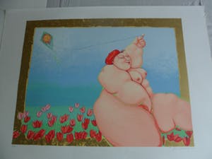 Ada Breedveld - Zeefdruk,Titel, "Vlieger". kopen? Bied vanaf 50!