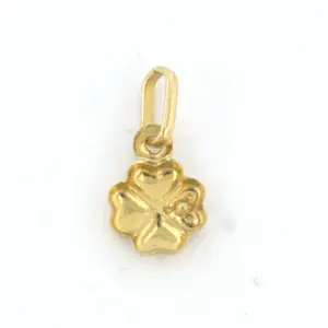 14k bicolor gouden hanger in een vorm van klavertje vier met diamant kopen? Bied vanaf 35!