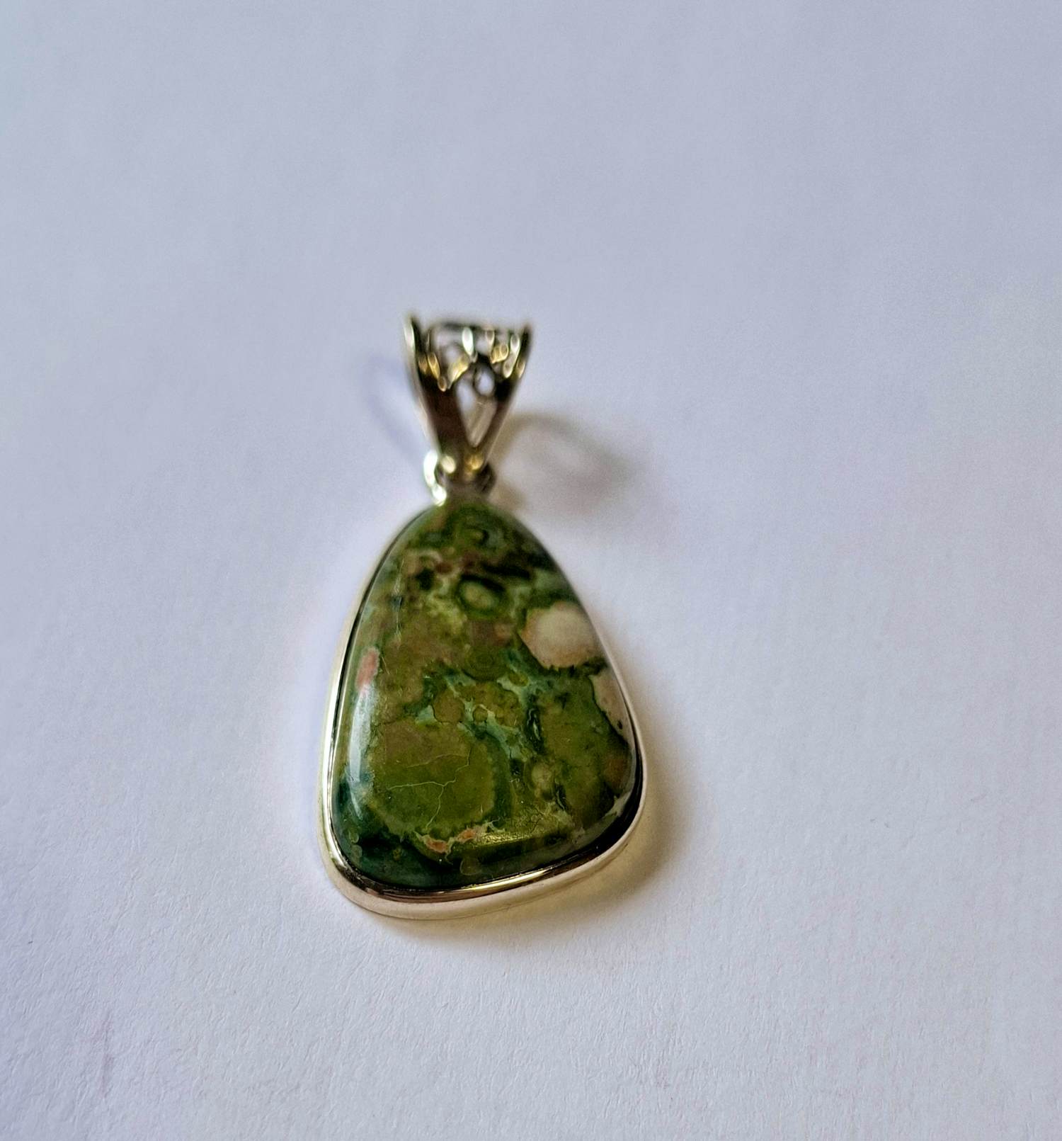 Nieuw Zilveren Hanger met Rhyoliet oftewel regenwoud jaspi verkocht voor € 30!